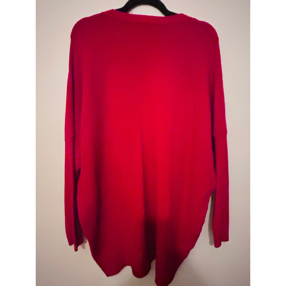 Jodifl Sweater Womens S/M Red Like New Choker V-Neck Oversized Ribbed Knit - Picture 8 of 11